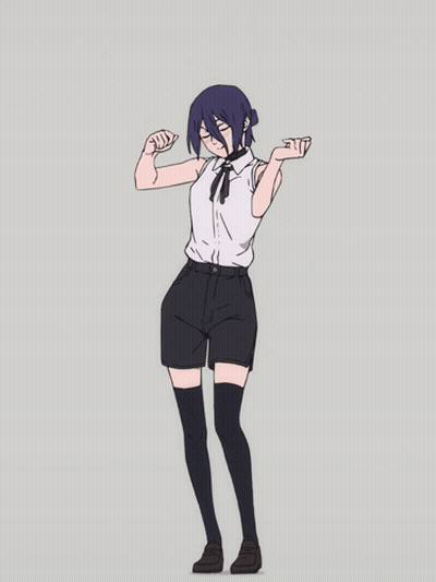 Purple Haired Girl Dancing In White And Black GIF
