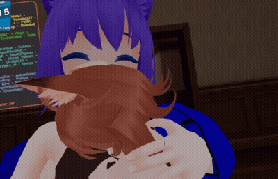 Purple Haired Girl Holding Another Girl Hair In Front Of Number 5 GIF