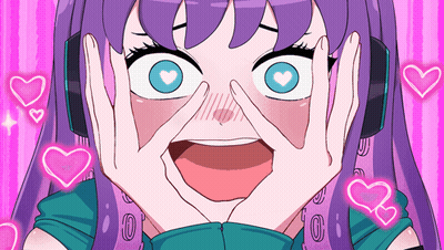 Purple-Haired Girl Making Funny Face With Hands GIF