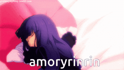 Purple Haired Girl On Bed Under Umbrella Amoryrinrin GIF