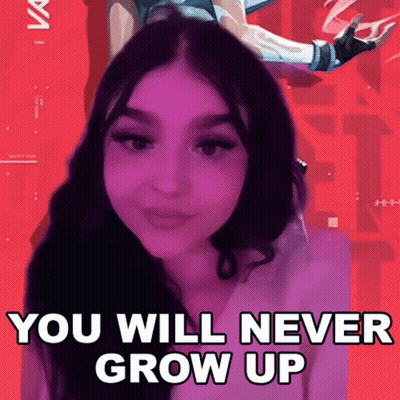 Purple Haired Girl Saying You Will Never Grow Up GIF