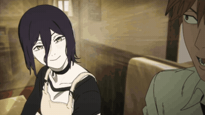 Purple-Haired Girl Smiling Man Watching GIF