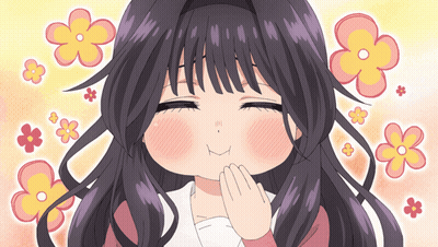 Purple-Haired Girl Smiling With Flowers GIF
