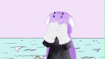 Purple-Haired Girl With Cat Paws GIF