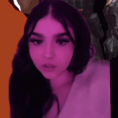 Purple Haired Woman Funny Face Saying You're Old GIF