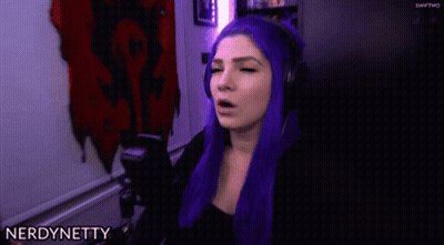 Purple Haired Woman Headphones Nerd GIF