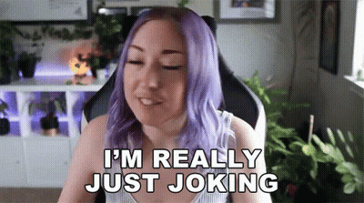 Purple Haired Woman Says I'm Really Just Joking GIF