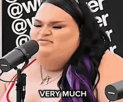 Purple-Haired Woman Singing Very Much GIF