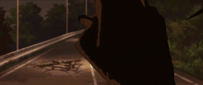 Purple-Haired Woman With Choker Looking Down GIF