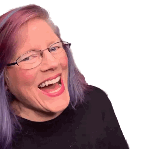 Purple-Haired Woman With Glasses Laughing Sticker