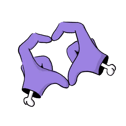 Purple Hands Making Heart Sticker