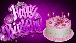 Purple Happy Birthday Wishes Falling Hearts GIF