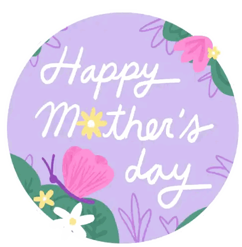 Purple Happy Mother's Day Circle Sticker
