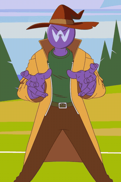 Purple Head Cartoon Witch Hat With W GIF