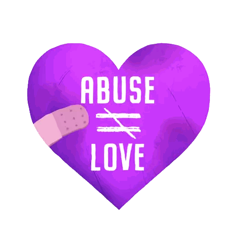 Purple Heart Abuse Equals Love Sticker