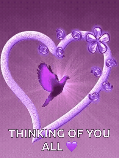 Purple Heart And Bird Thinking Of You All GIF