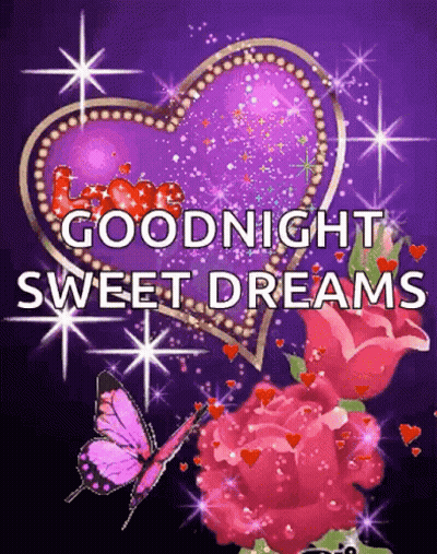 Purple Heart Saying Goodnight Sweet Dreams GIF