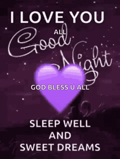 Purple Heart Saying I Love You Good Night God Bless GIF