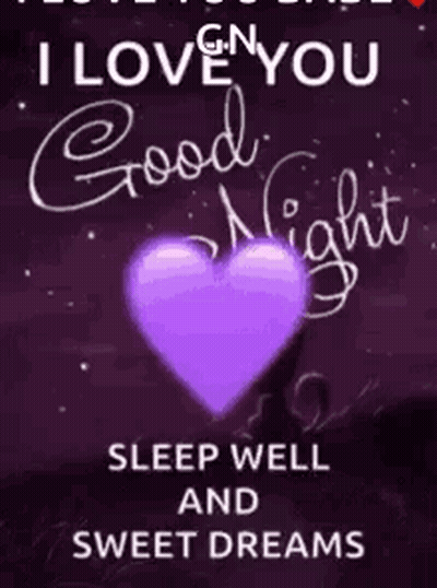 Purple Heart Saying Sleep Well GIF