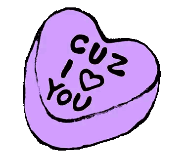 Purple Heart Shaped Candy Cuz You Sticker