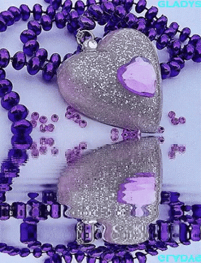 Purple Heart-Shaped Necklace With Beads And Pendant GIF