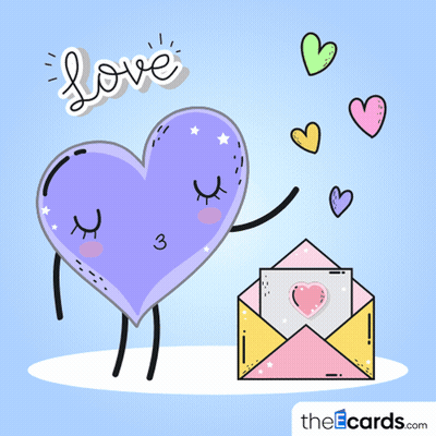Purple Heart Standing Next To Envelope With Letter GIF