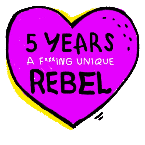 Purple Heart With 5 Years Unique Rebel Sticker