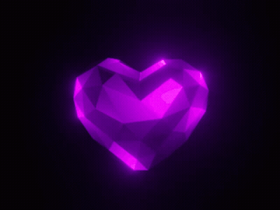 Purple Heart With Glowing Eyes Floating In Dark GIF