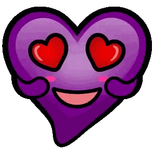 Purple Heart With Red Hearts Eyes Sticker
