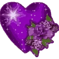 Purple Heart With Roses And Stars Sticker