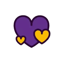 Purple Heart With Yellow Hearts Sticker