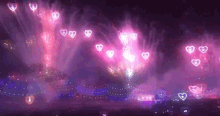 Purple Hearts Fireworks  GIF