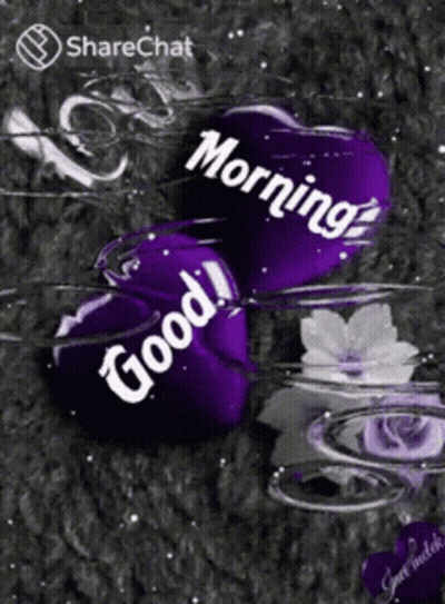 Purple Hearts Saying Good Morning GIF