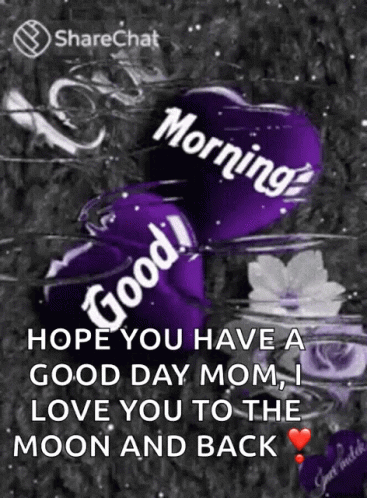 Purple Hearts That Say Good Morning On Them GIF