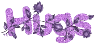Purple Hugs Word With Flowers Sticker