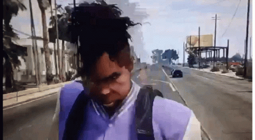 Purple Jacket Man Walking Street In Video Game GIF