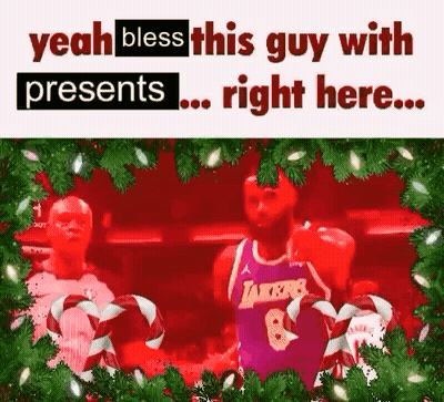 Purple Lakers Jersey Basketball Player Holding Candy Canes GIF