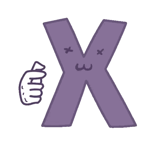 Purple Letter X Thumbs Up Sticker