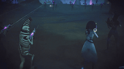 Purple Light Shining On Demon Statue GIF