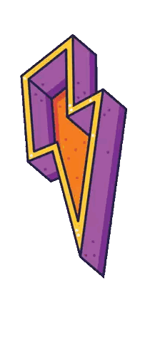 Purple Lightning Bolt With Yellow Outline Sticker