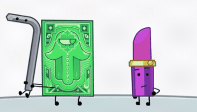 Purple Lipstick Next To Green Money Piece GIF