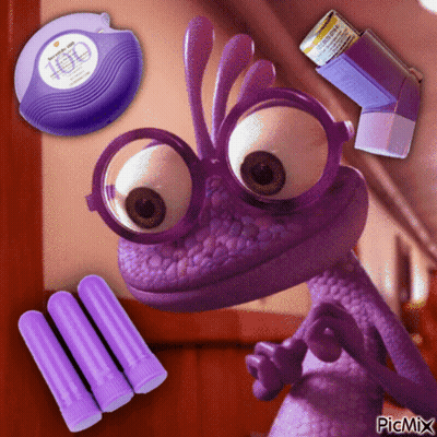 Purple Lizard With Glasses And Inhaler Picmix GIF