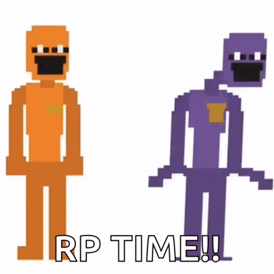 Purple Man Holding Gun Next To Man Holding Bomb GIF