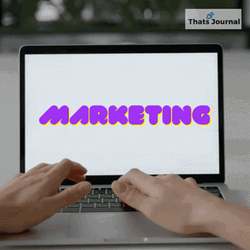 Purple Marketing Text In Laptop GIF