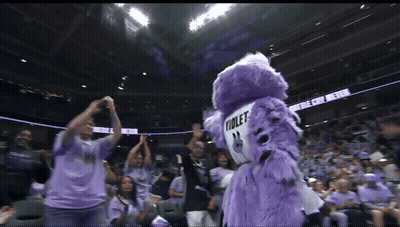 Purple Mascot In Number 11 Jersey GIF