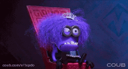 Purple Minion Getting Interviewed Shout GIF