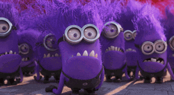 Purple Minion Pointing Shouting GIF