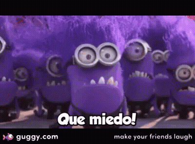 Purple Minions Saying ¡Que Miedo! GIF