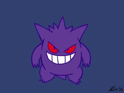 Purple Monster Drawing With Red Eyes And Teeth Dated 2016 GIF