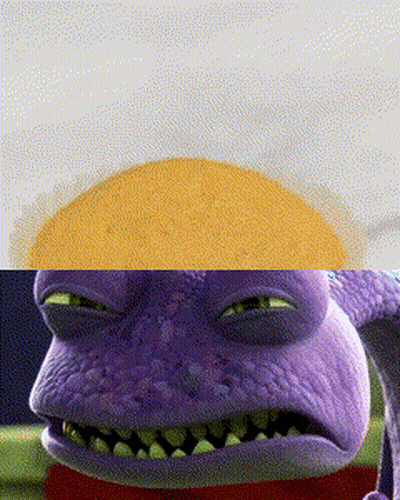 Purple Monster Face With Yellow Egg GIF